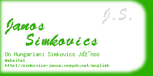 janos simkovics business card